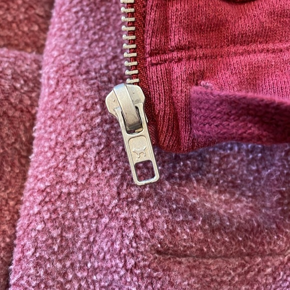PINK Victoria’s Secret Women’s Large Burgundy Full Zip Fleece Lined Hoodie - Picture 8 of 9